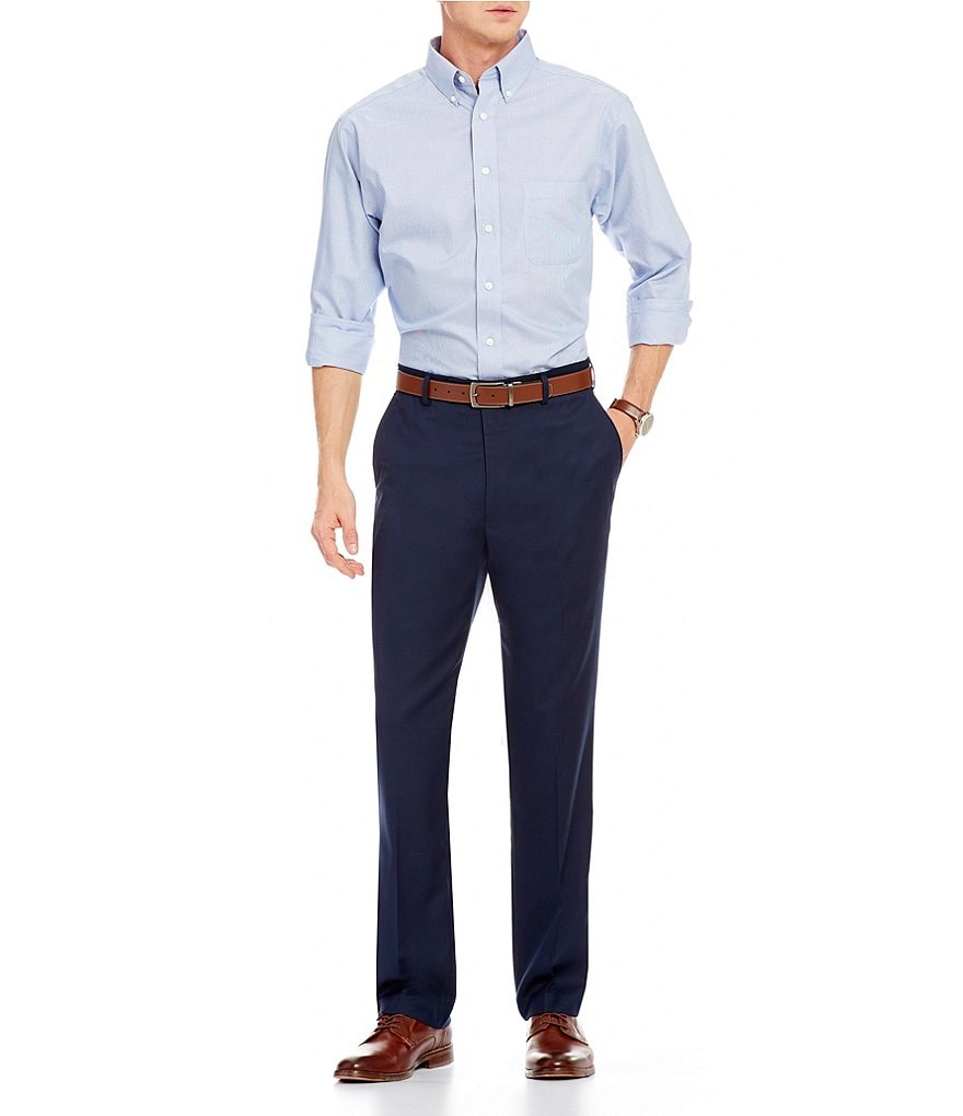 Roundtree & Yorke TravelSmart Luxury Gabardine Ultimate Comfort Classic Fit Flat Front Non-Iron Dress Pants