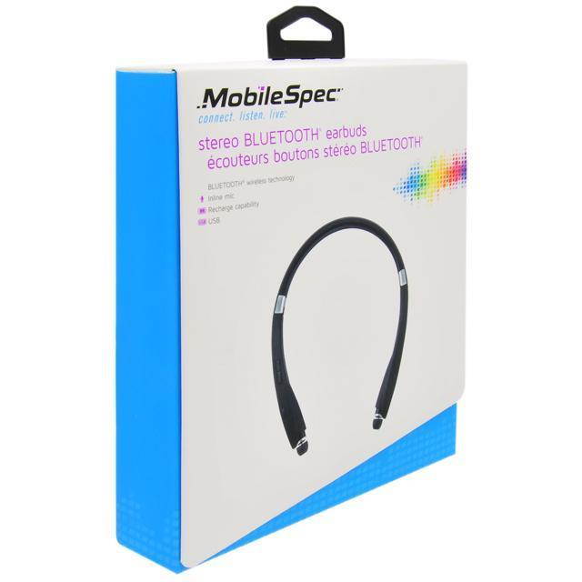 MobileSpec MBS11182 Premium Stereo Bluetooth Wireless Neck Headphones - Black