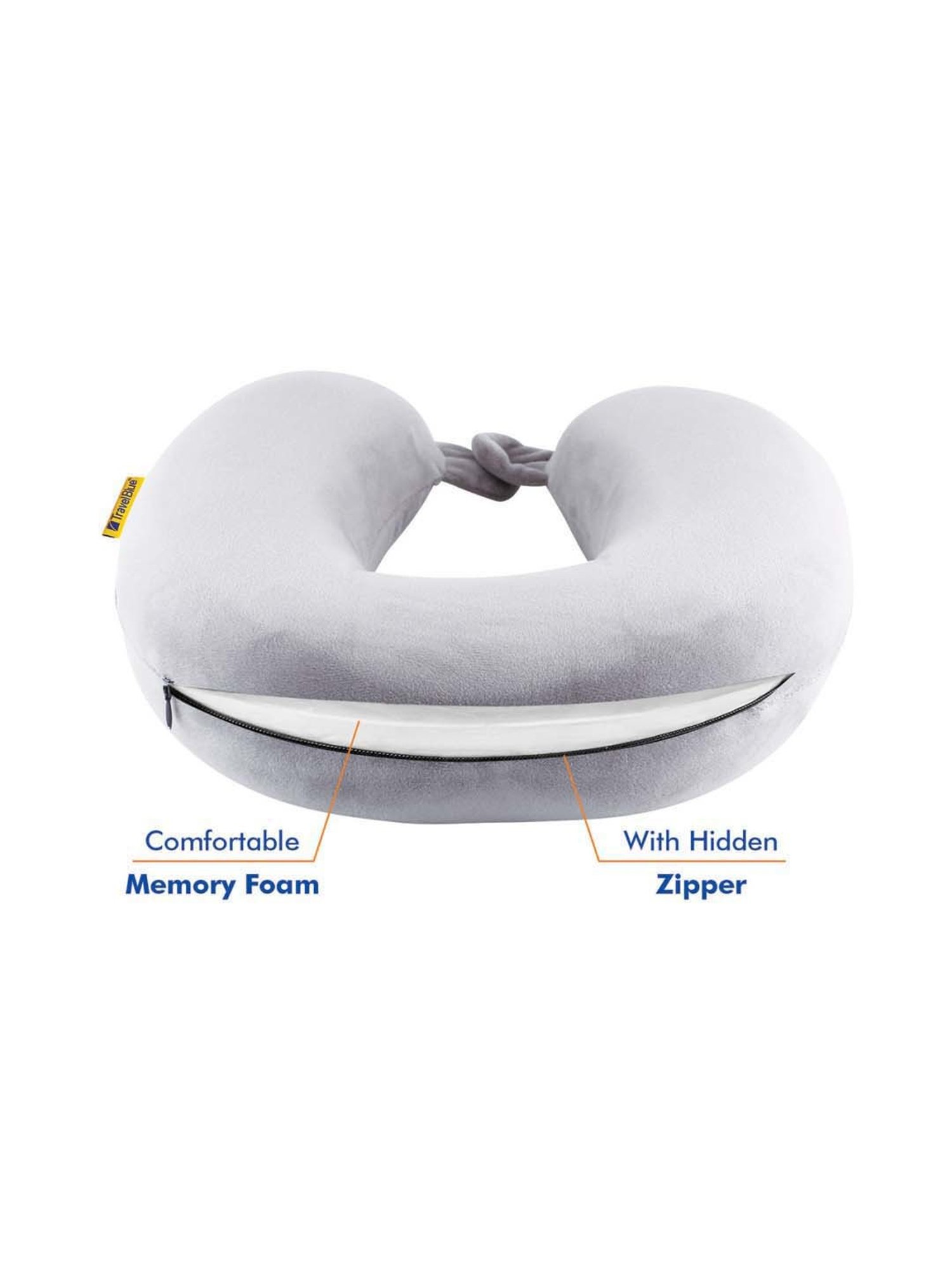 Travel Blue Grey Memory Foam Neck Pillow