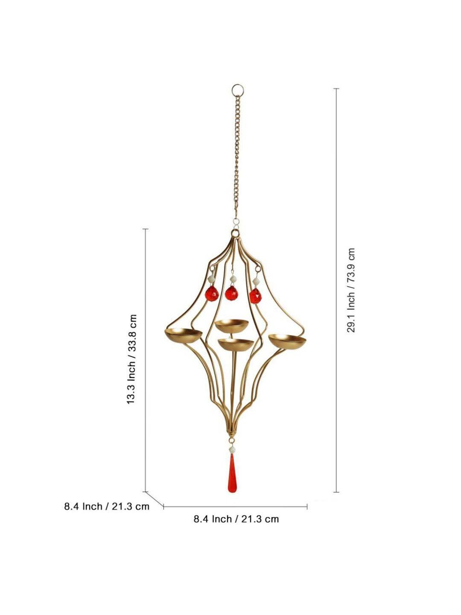 ExclusiveLane 'Golden Abstract' Hanging Tea-Light Holder In Iron