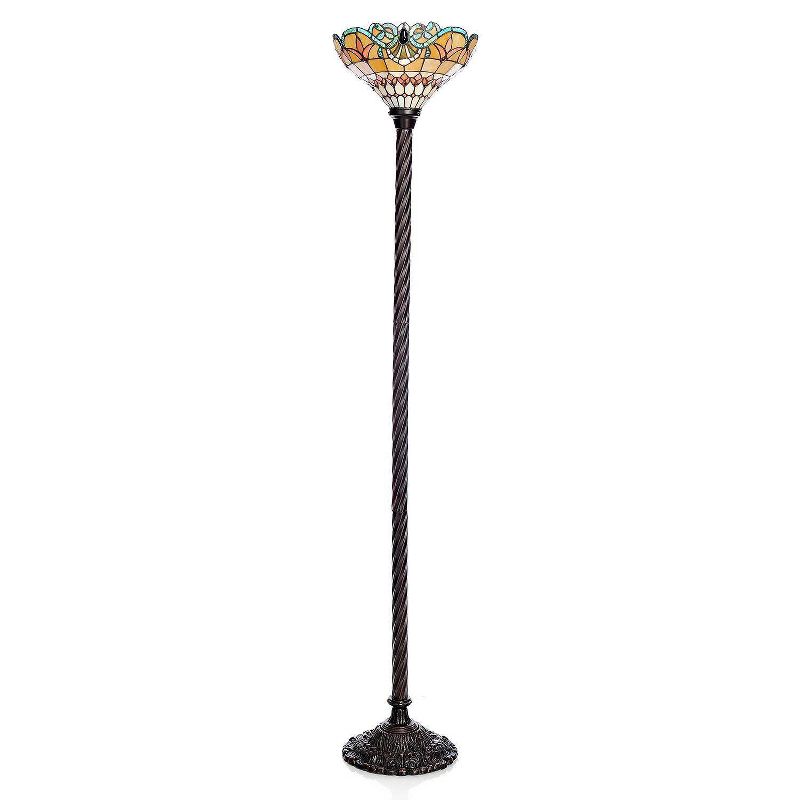 15" x 15" x 72" Tiffany Style Classic Jewel Torchiere Cream/Orange - Warehouse of Tiffany