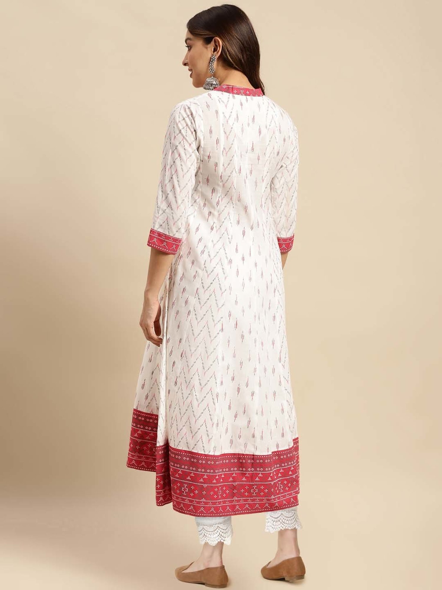 Rangita Off-White Cotton Printed Kurta Pant Set