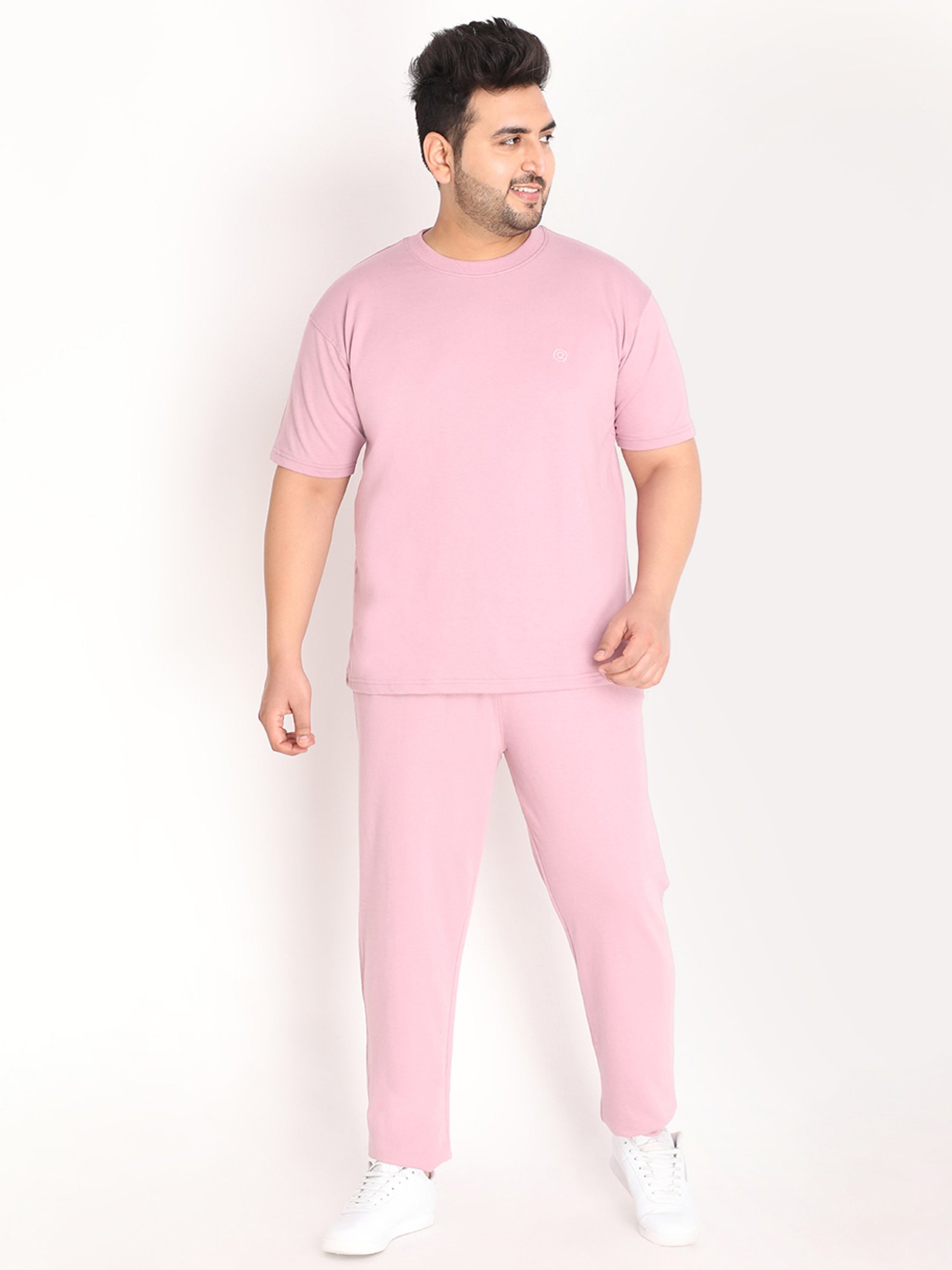 Chkokko Pastel Pink Cotton Relaxed Fit Trackpants