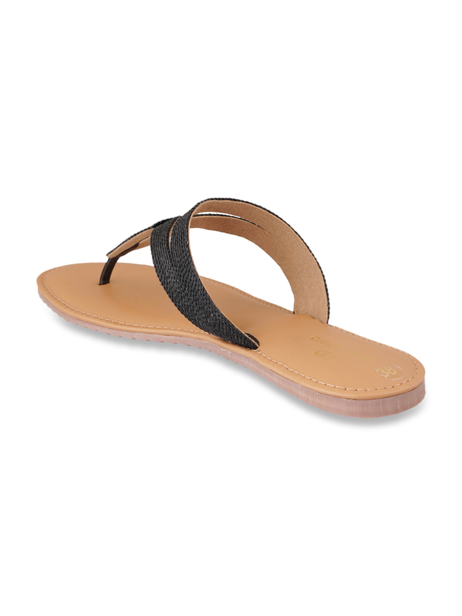 Pelle Albero Women's Black T-Strap Sandals