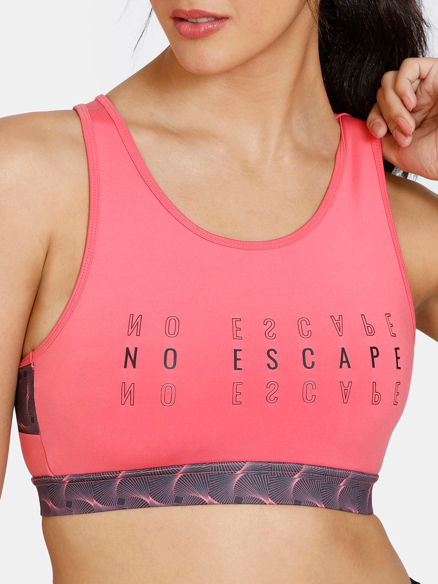 Zelocity by Zivame Pink Printed Sports Bra