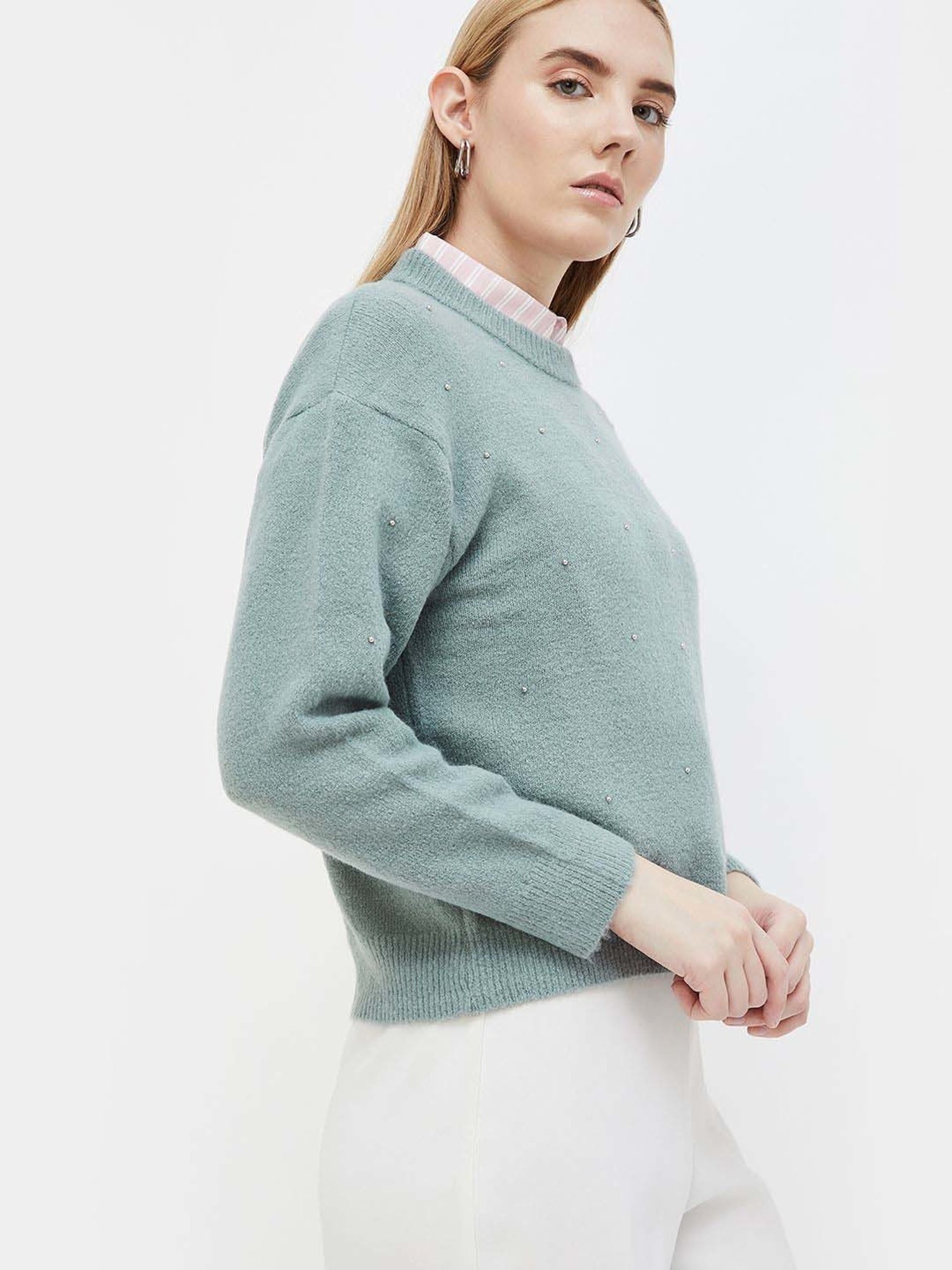 Code by Lifestyle Blue Embellished Sweater