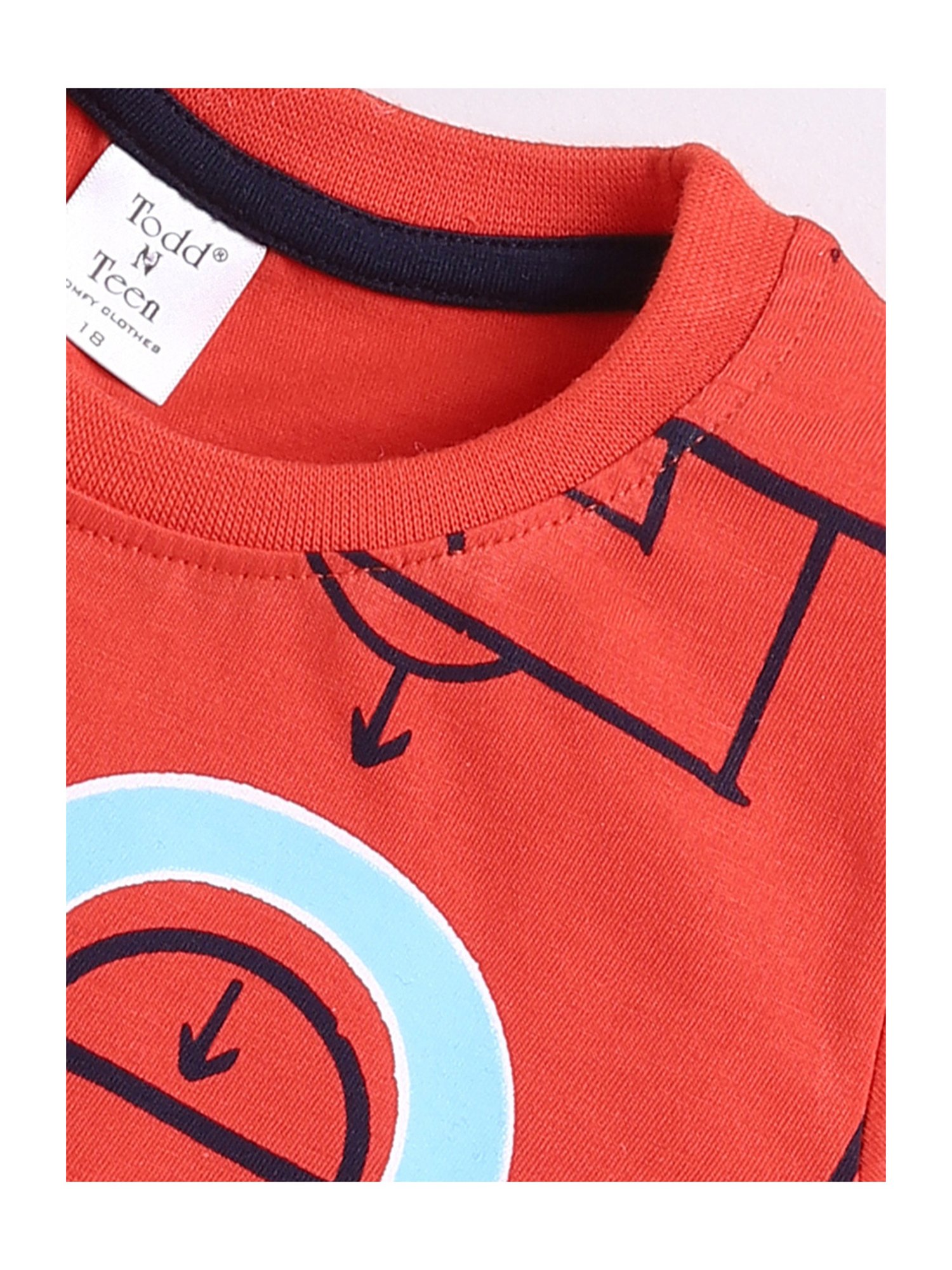 Todd N Teen Kids Red & Navy Printed T-Shirt with Shorts