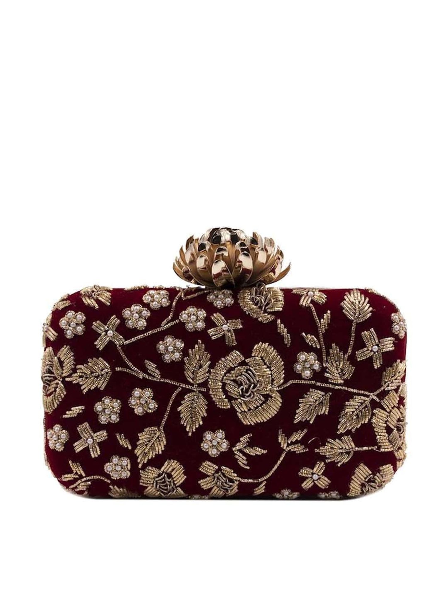 Sugarcrush Maroon Embellished Clutch