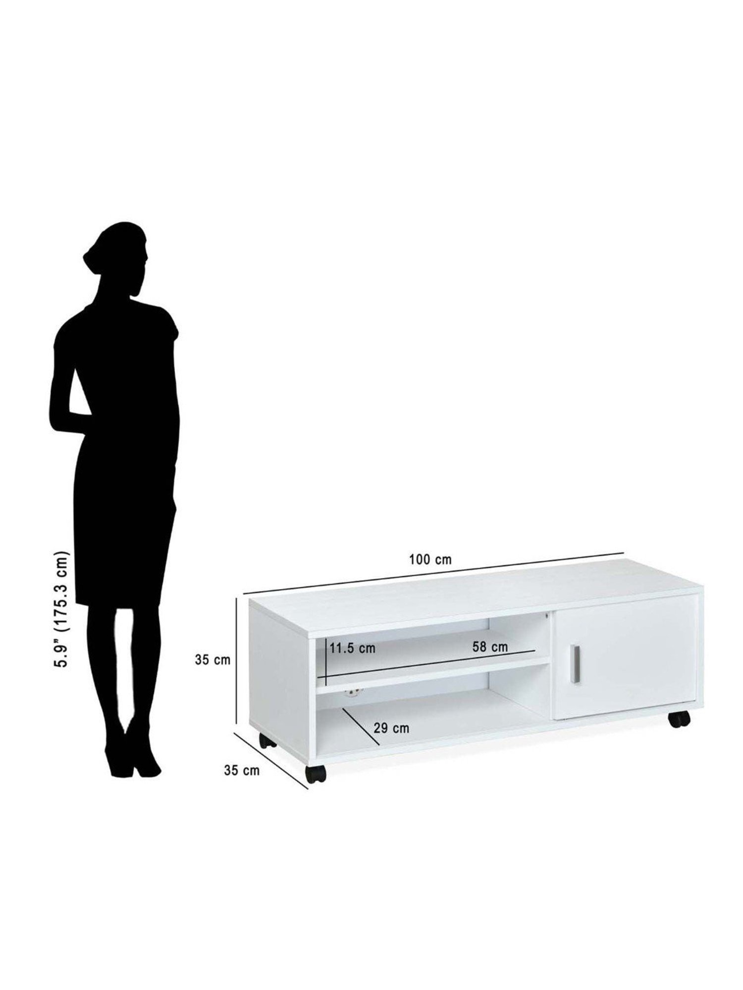 Nilkamal Cora White Engineered Wood TV Entertainment Unit with 2 Shelves