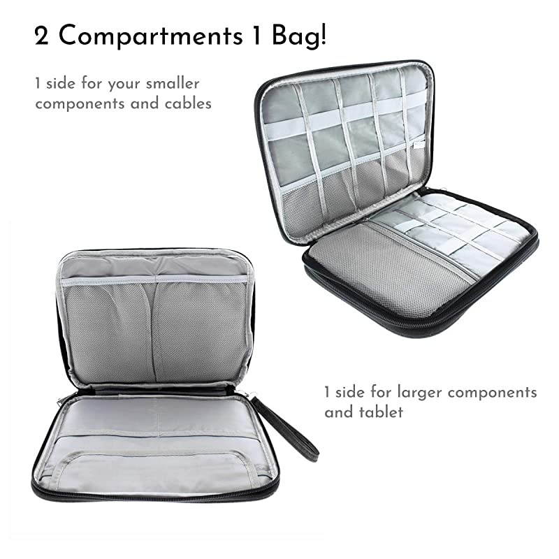 Thread Electronic Large Travel Cord Cable Wire Organizer Travel Accessories Case Bag Pouch for Electronics Cord Cases for Charger Phone USB iPad Small Tablet Gadget Accessory Black