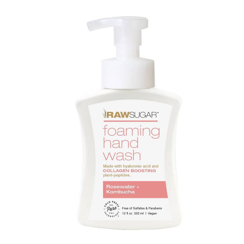 Raw Sugar Foaming Hand Wash Rosewater + Kombucha - 12 fl oz