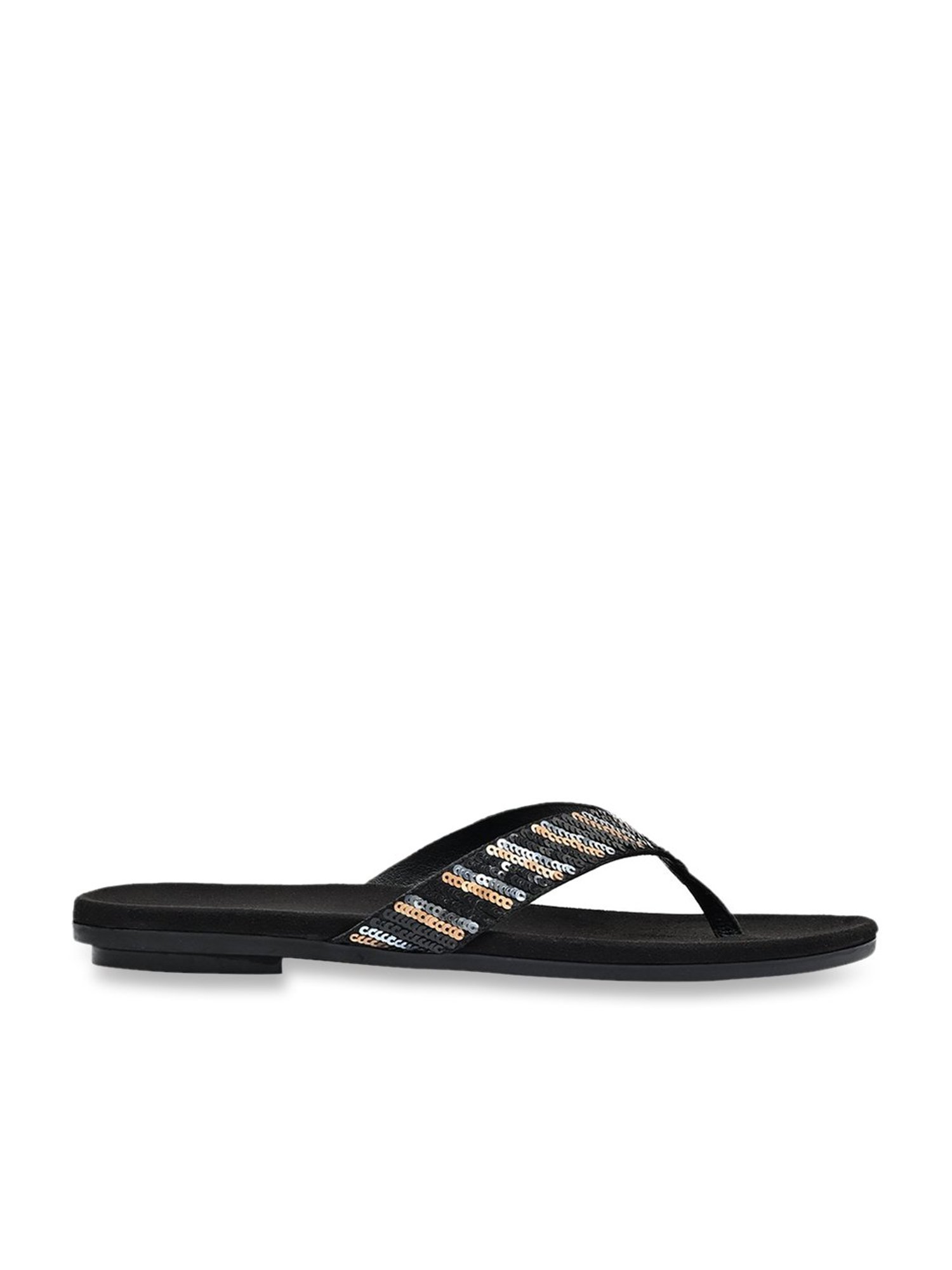 Jove Women's Black Thong Sandals