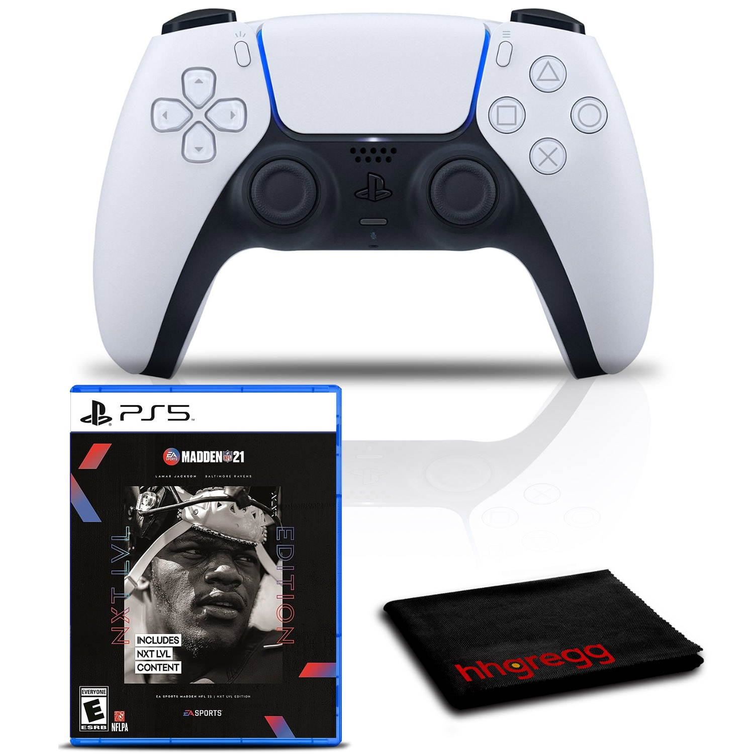 PlayStation 5 DualSense Wireless Controller (White) Bundle with Madden NFL 21