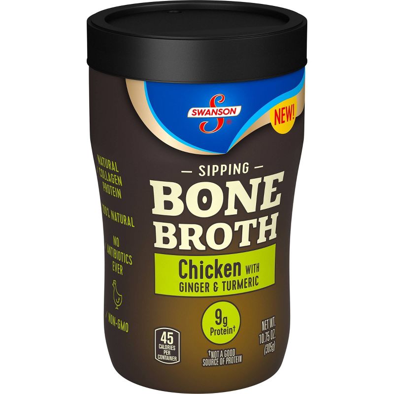 Swanson Sipping Bone Broth Chicken with Ginger & Turmeric - 10.5oz