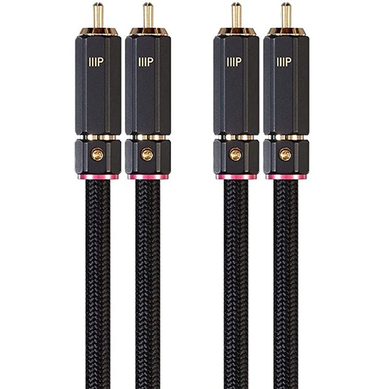 Male RCA Two Channel Stereo Audio Cable 6 Feet Black Gold Plated Connectors Double Shielded with Copper Braiding Onix Series