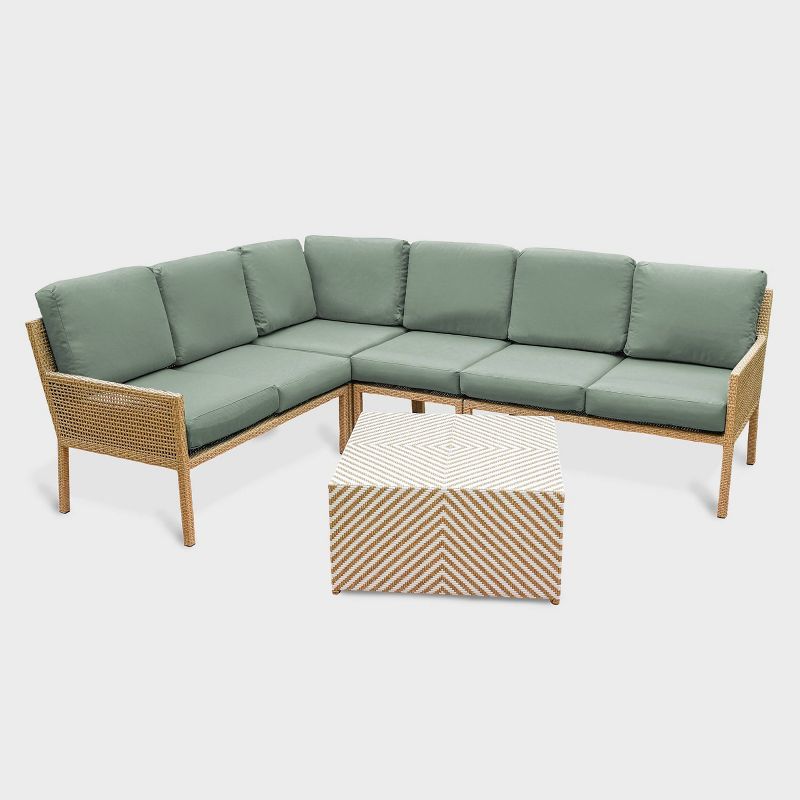 Riviera 5pc Sectional Set with Sunbrella - Sage - Leisure Made