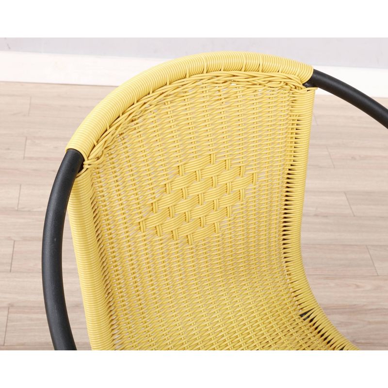 3pc Soleil Outdoor Bistro Set with 2 Papasan Chairs & Table - Black/Yellow - Alaterre Furniture