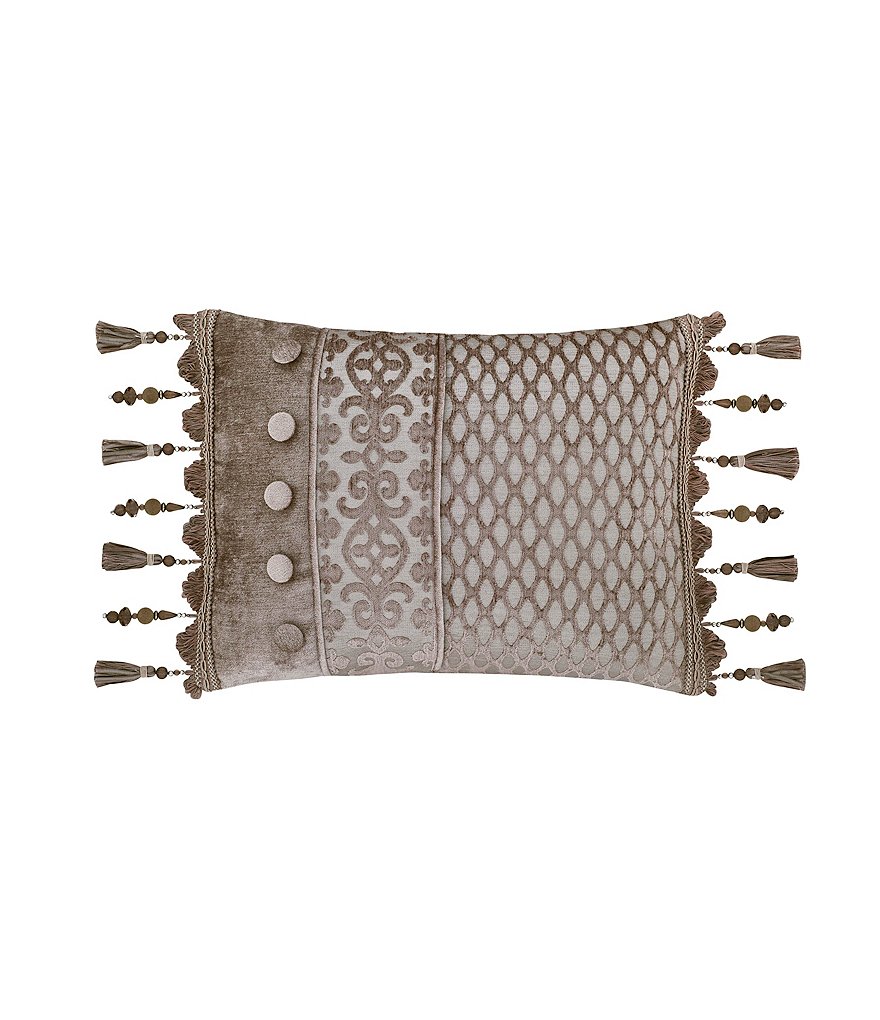 J. Queen New York Sicily Beaded Tasseled Pieced Boudoir Pillow
