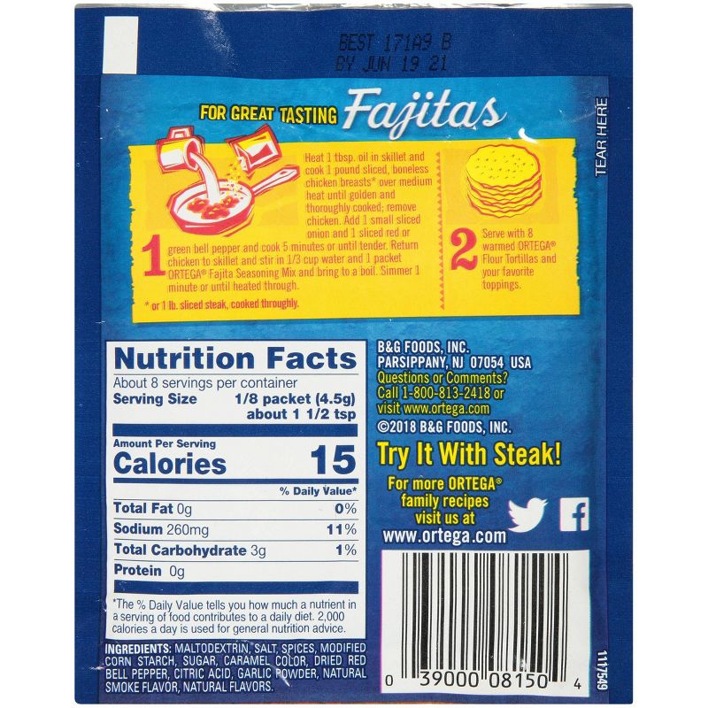 Ortega Fajita Seasoning Mix 1.25oz