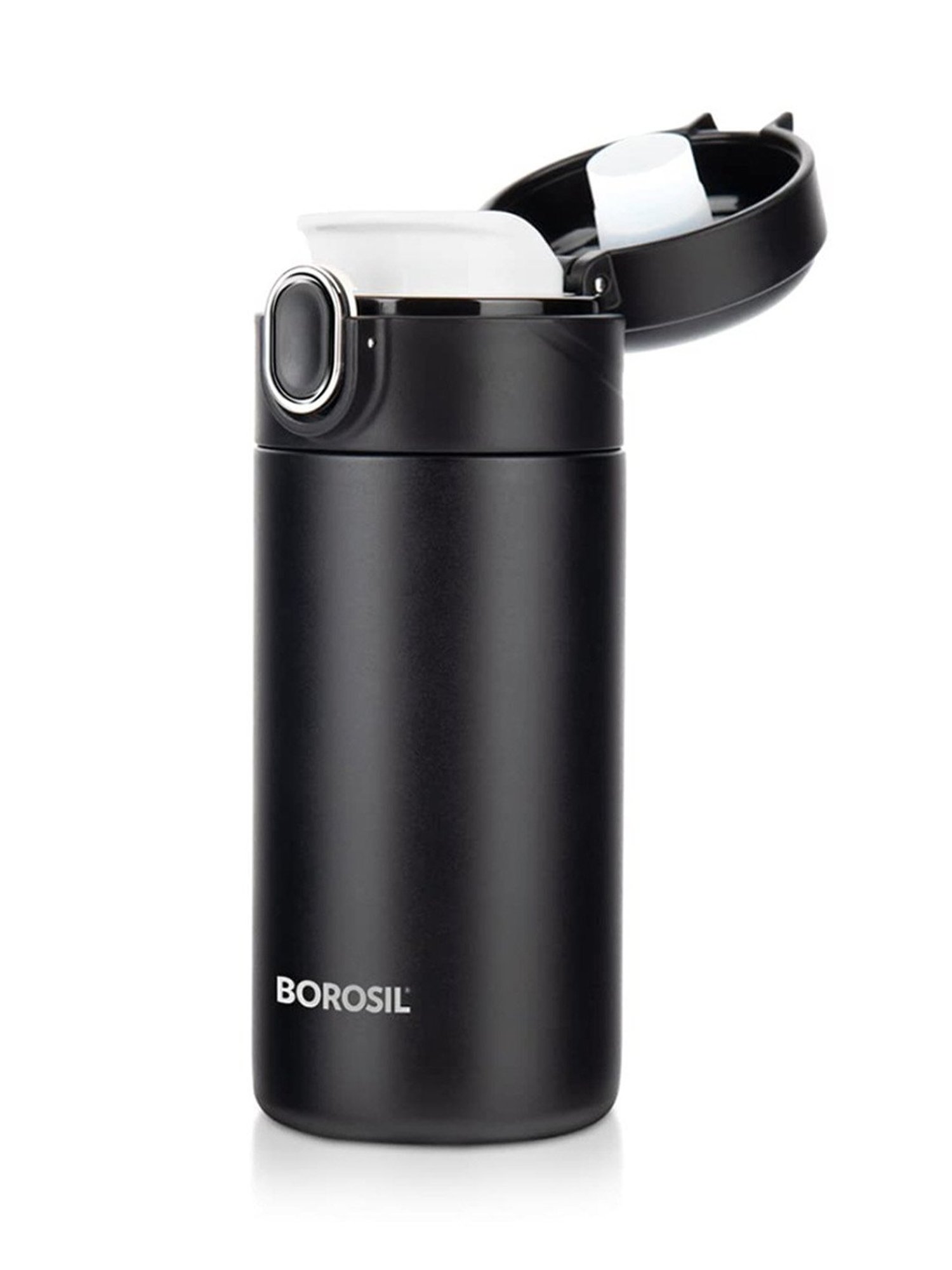 Borosil Black Stainless Steel Double Wall Vaccum Insulated Water Bottles (300ml)