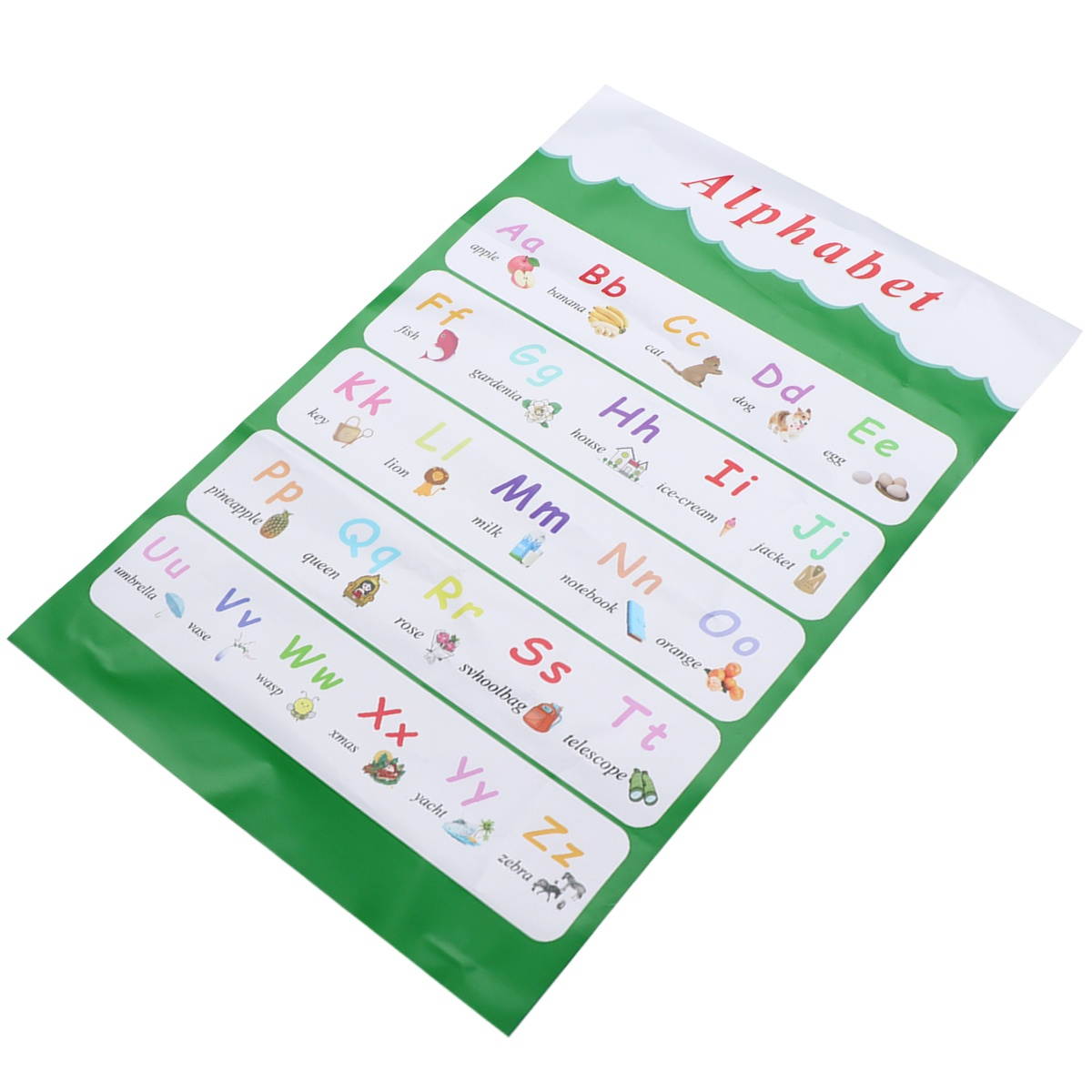 Self-adhesive Alphabet Chart Kids Early Education Wall Map English Learning Poster for Home Nursery (30x40cm)