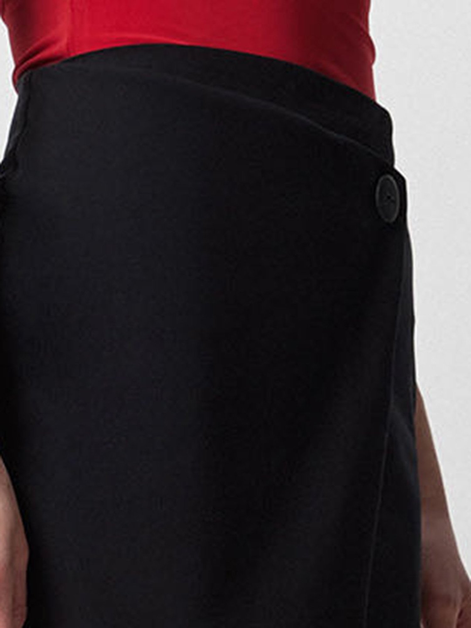 Cover Story Black Wrap Mini Skirt