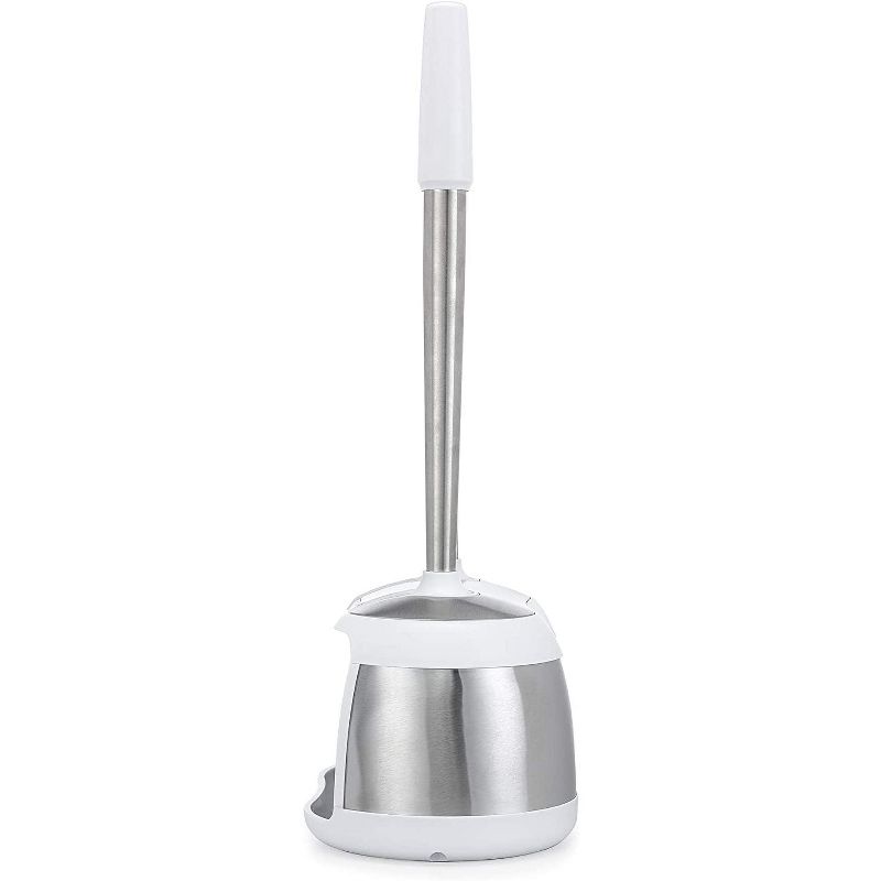 Polder Dual Bath Caddy, Plunger and Scrubber - White