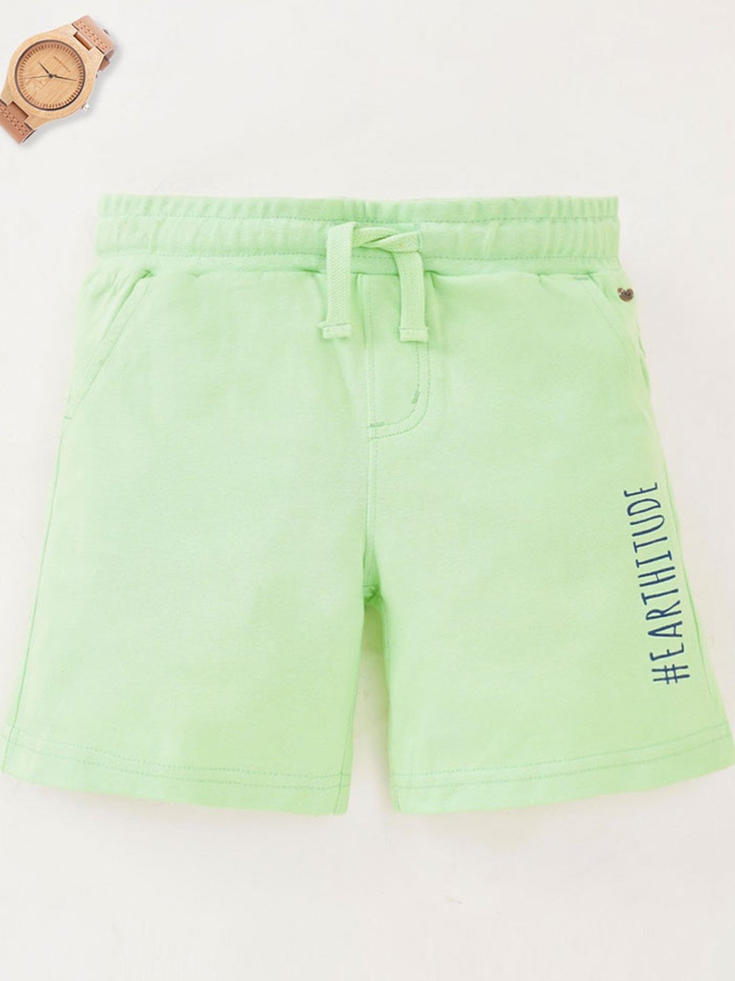 Ed-a-Mamma Boys Green Cotton Printed Shorts