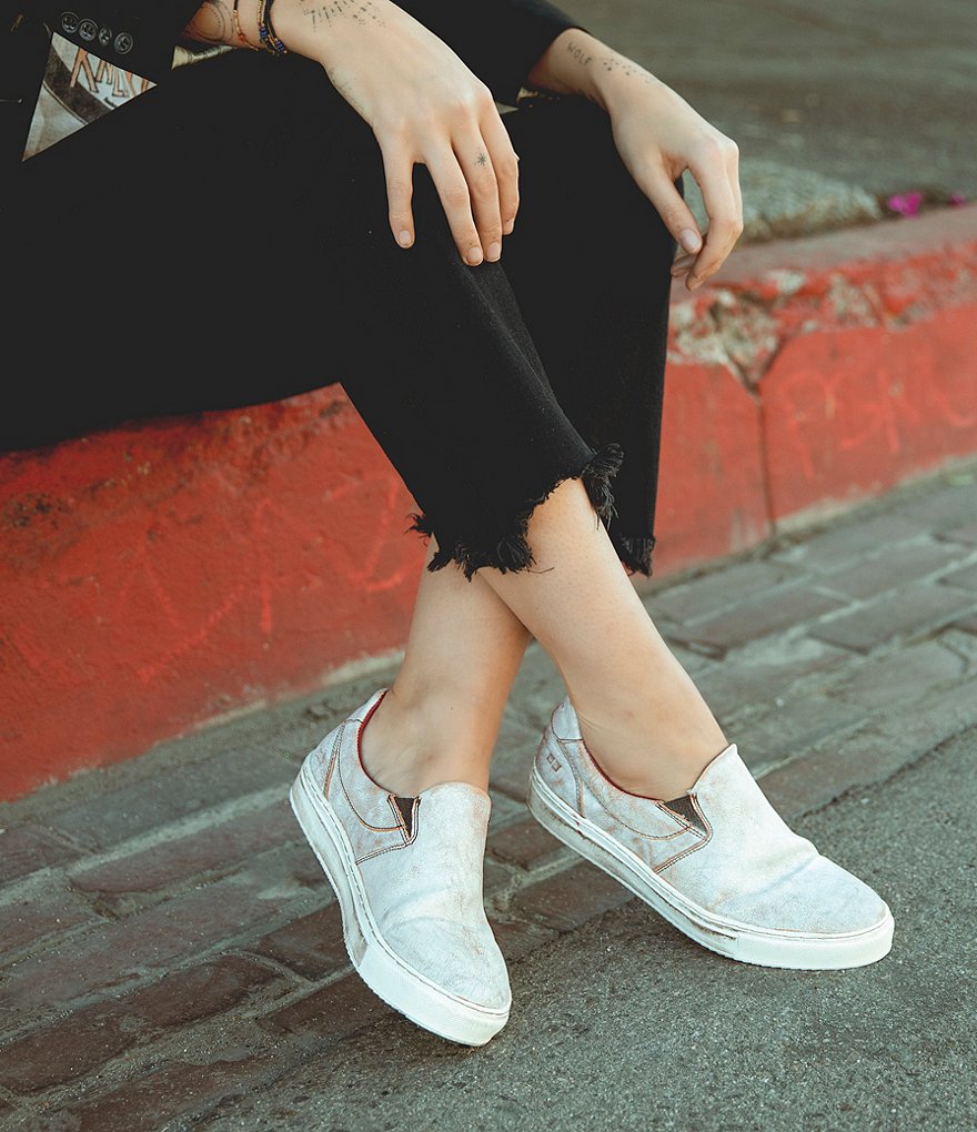Bed Stu Hermione Leather Distressed Slip On Sneakers
