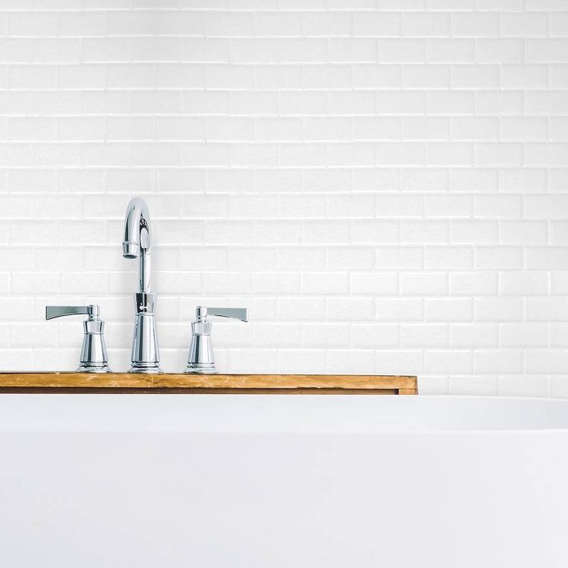 Smart Tiles 3D Peel and Stick Backsplash 4 Sheets of 10.95" x 9.70" Kitchen and Bathroom Wallpaper Subway White