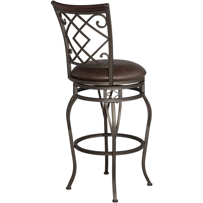 Kensington Hill Hartley 30" Wood and Bronze Metal Swivel Bar Stools Set of 2