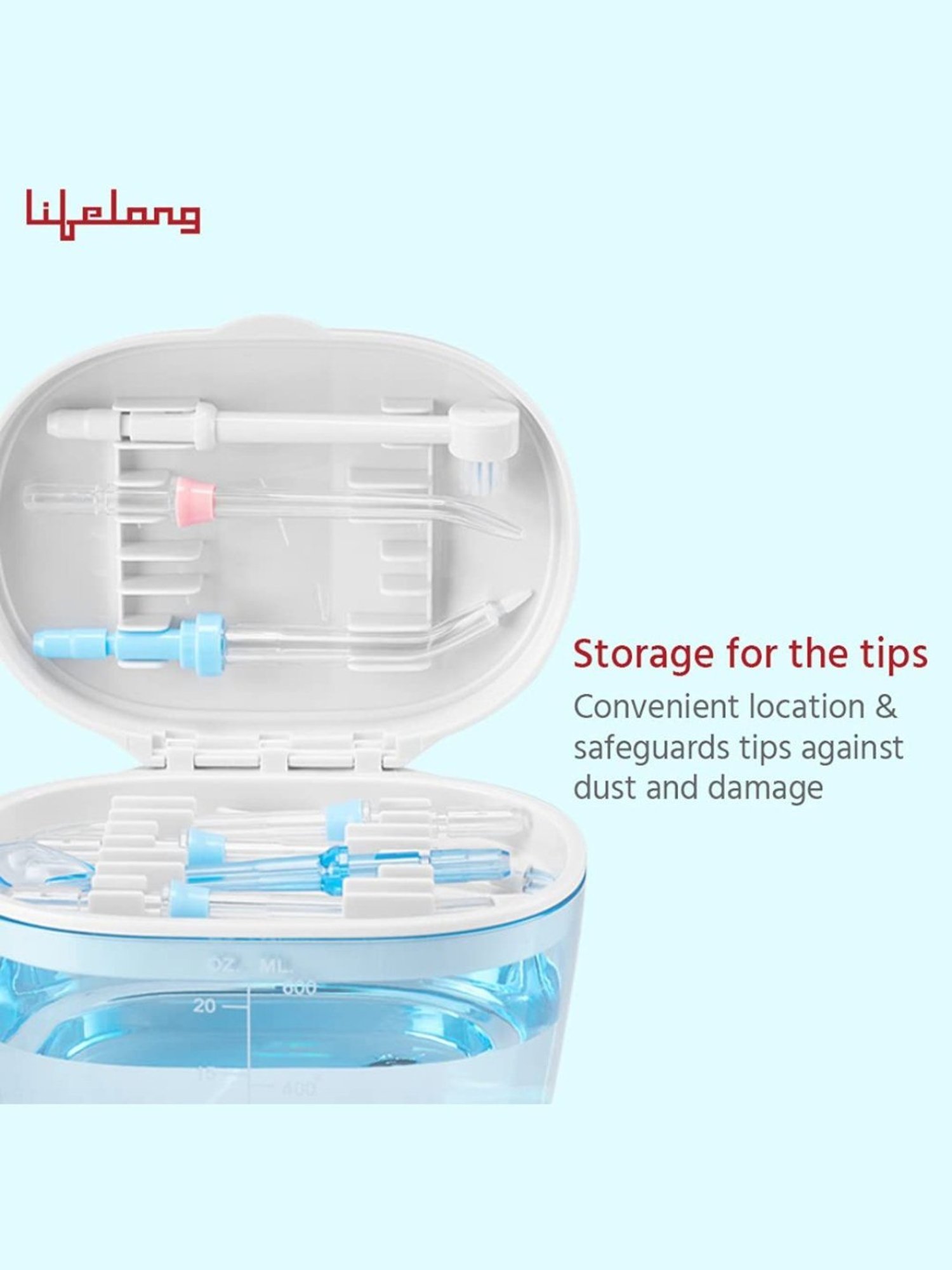 Lifelong LLDC27 Table Top Flosser, 10 Pressure Modes and 600ml Tank for Flossing at Home (White)