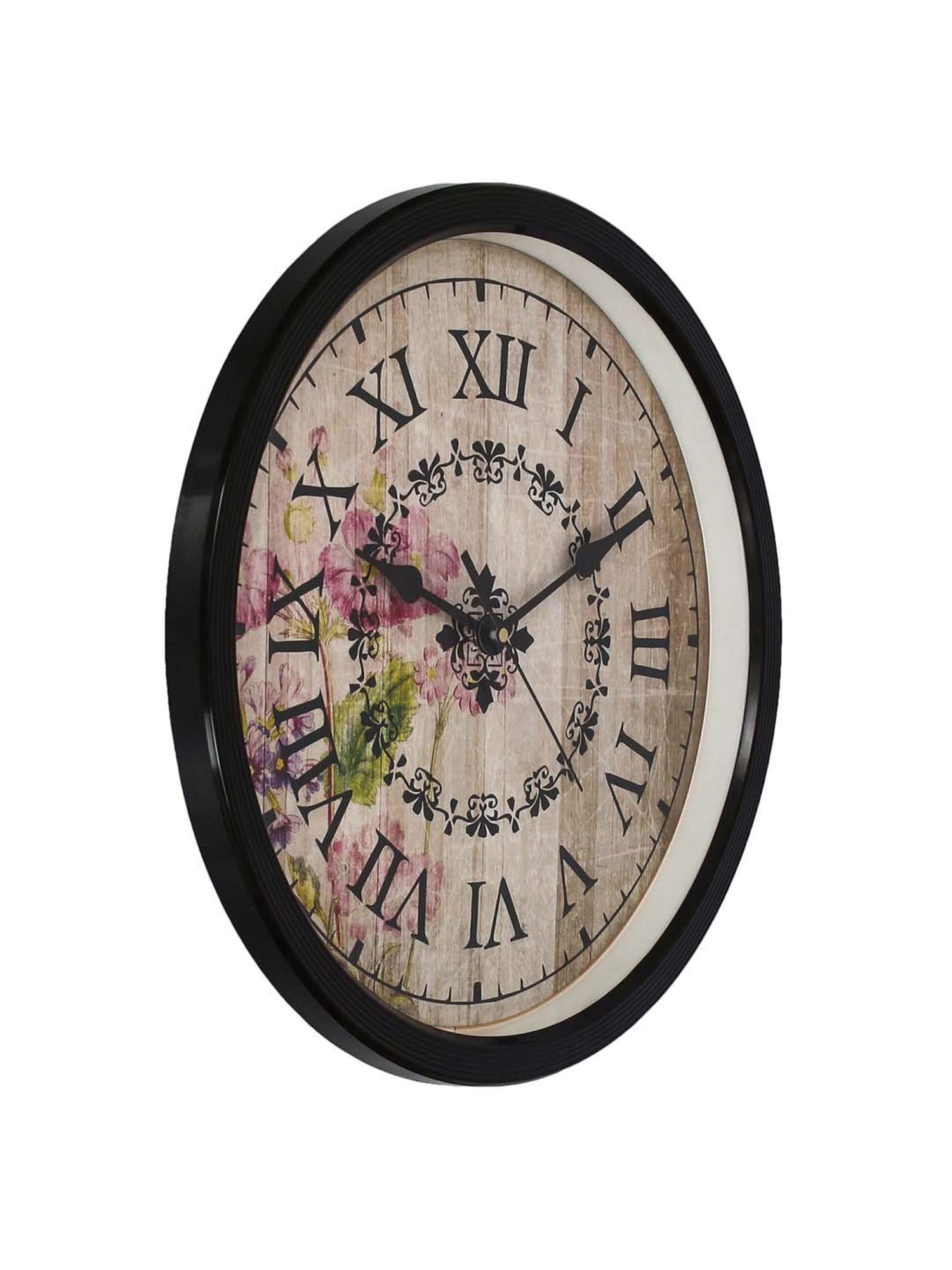 eCraftIndia Designer Round Analog Black Wall Clock