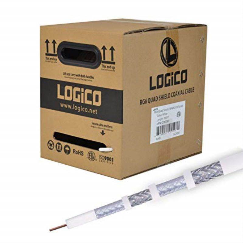 RG6 Quad Shield 18 AWG Satellite TV Black 500' Feet ft Coaxial Coax Cable Wire