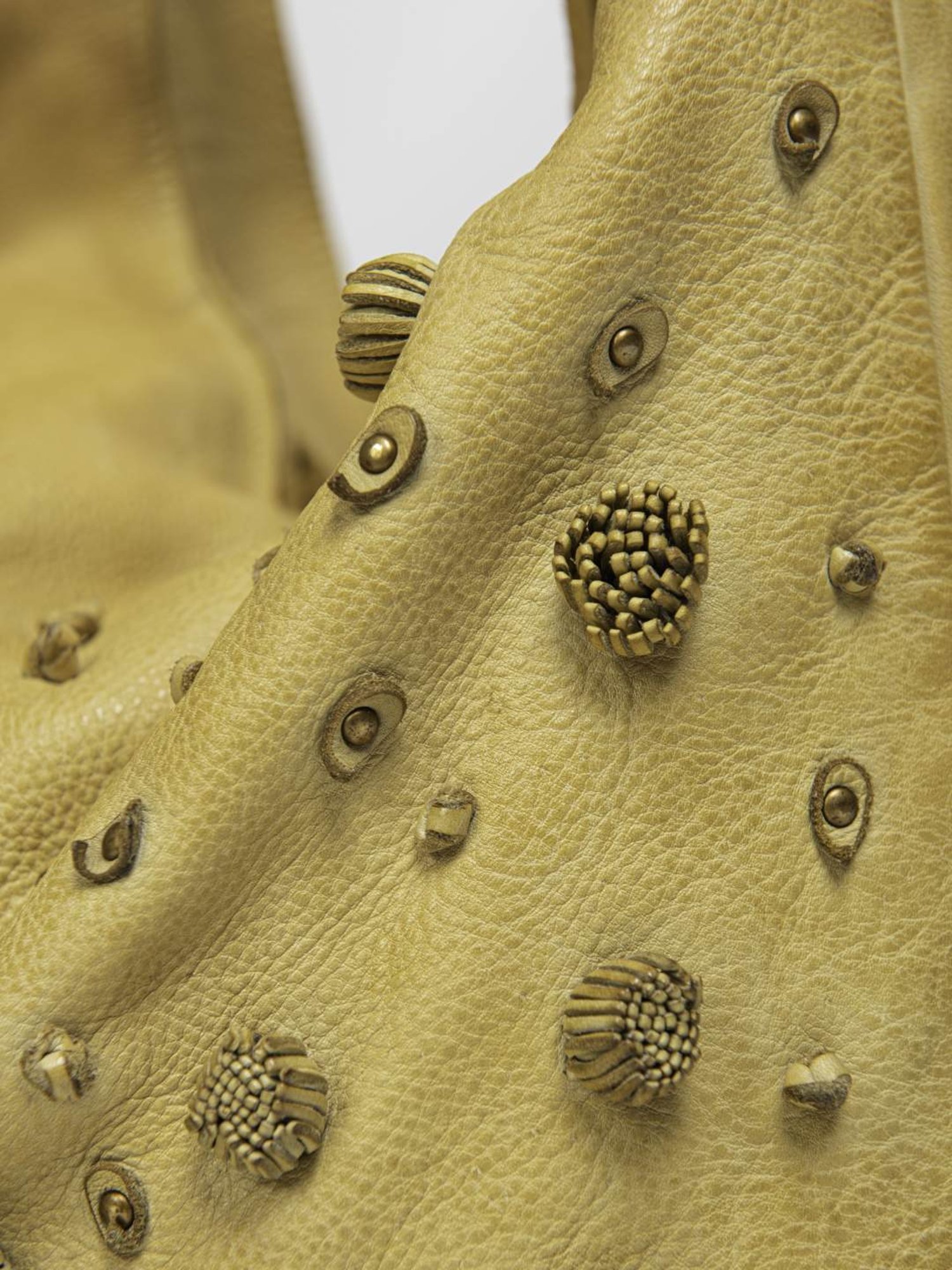 Art N Vintage Garofano Mustard Yellow Leather Textured Medium Hobo Handbag