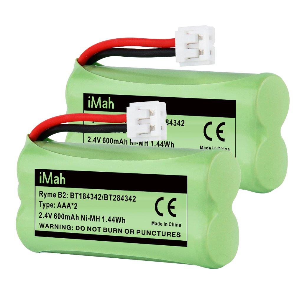 iMah BT184342/BT284342 BT18433/BT28433 Phone Battery Compatible AT&T BT184342 BT18433 BT1011 BT1018 BT1022 BT1031 BT8300 CS6209 CS6219 CS6228 CS6229 Vtech DS6301 CL80109 CS6209 TL90078, Pack of 2