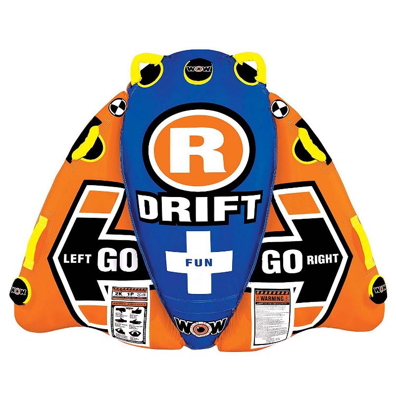 WOW Watersports 13-1030 1 Person Flex Wing Drifter Water Towable Tube, Orange