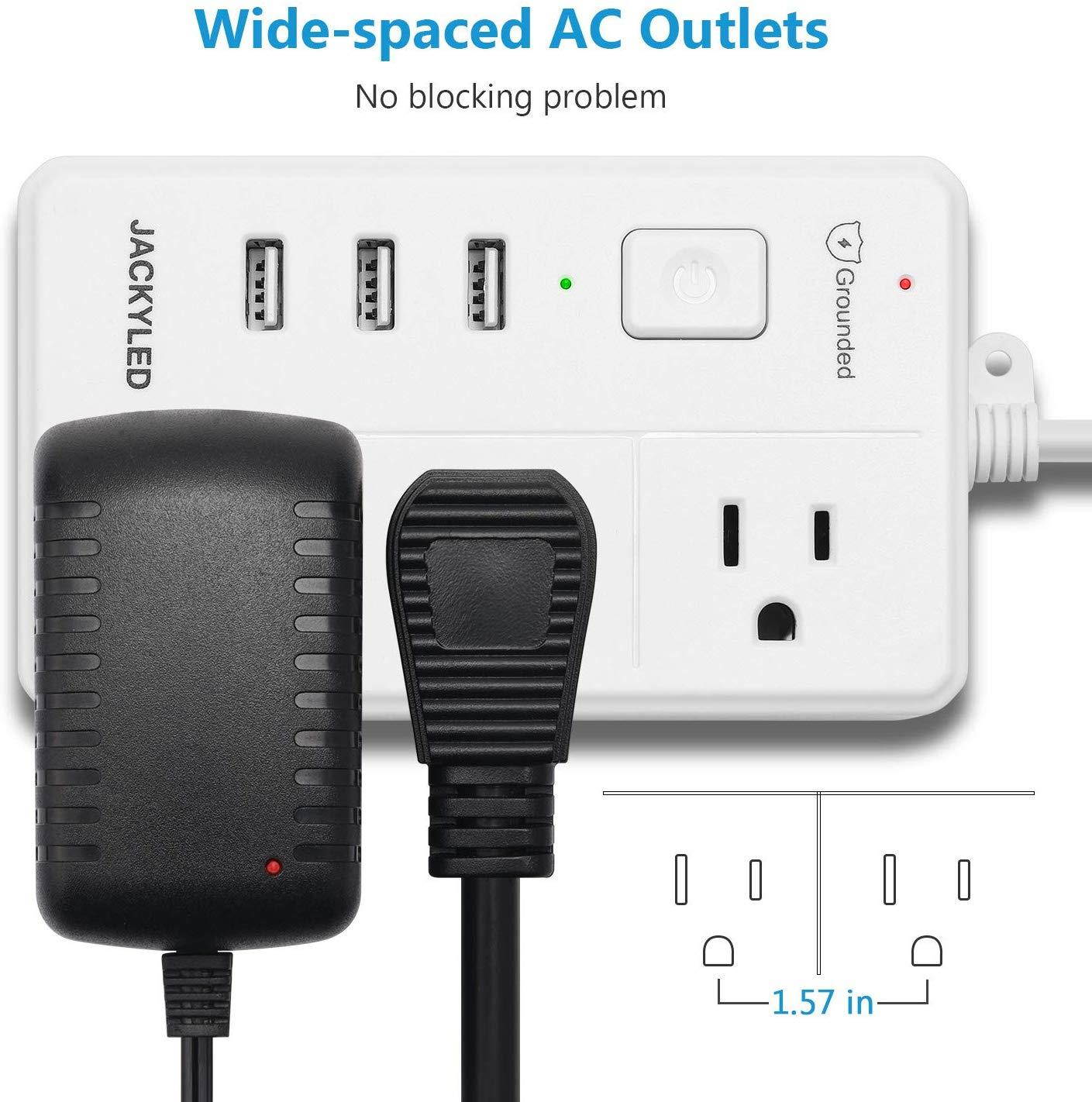 Power Strip with Child Safety Shutter JACKYLED Desktop Surge Protector with USB 6ft Long Extension Cord Multiple Protection Charging Station with Switch Control for Home Office White