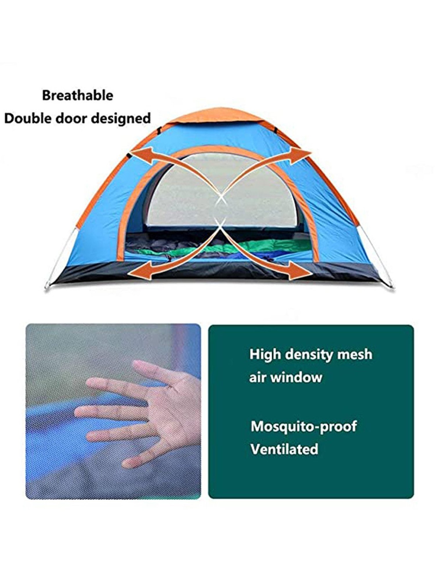Vector X Waterproof Portable Tent for Outdoor Adventure Tour (Multicolor) Size - 200x120 cm