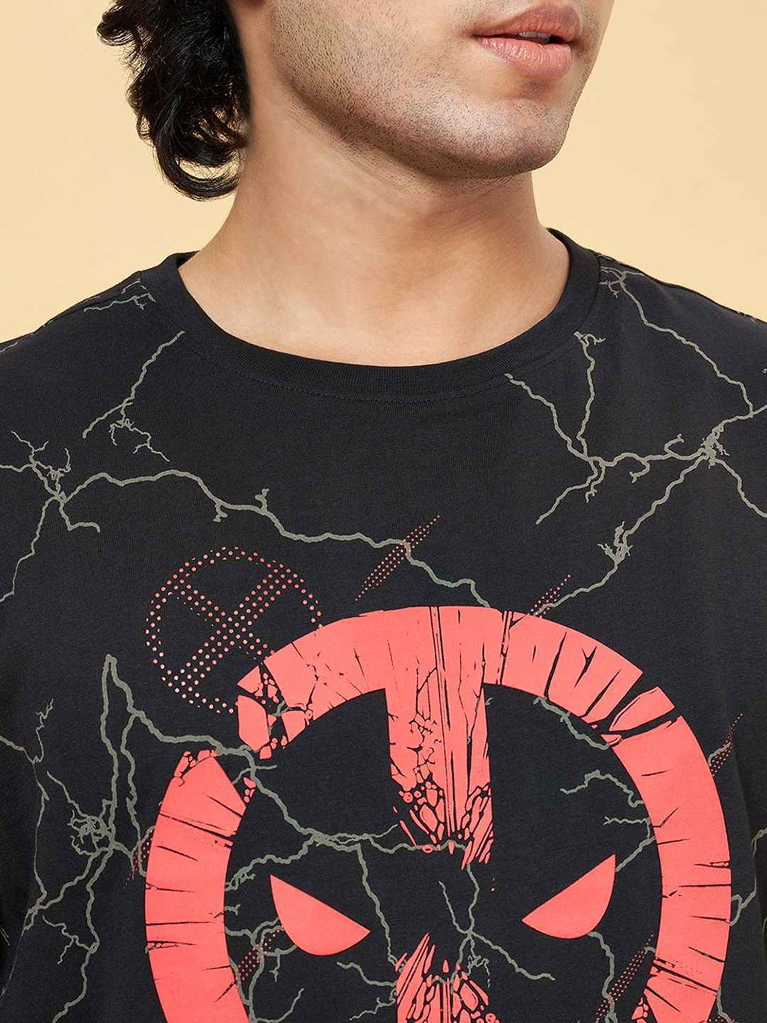 Sf Jeans By Pantaloons Black Cotton Slim Fit Printed T-Shirt