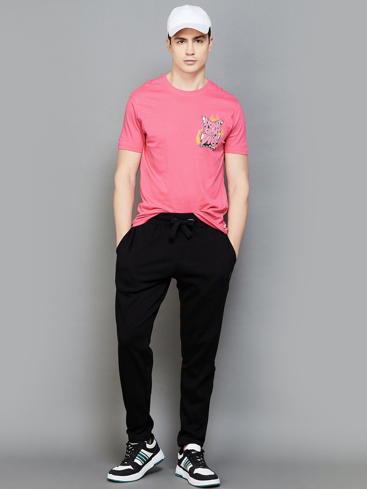 Forca by Lifestyle Pink Cotton Regular Fit Printed T-Shirt