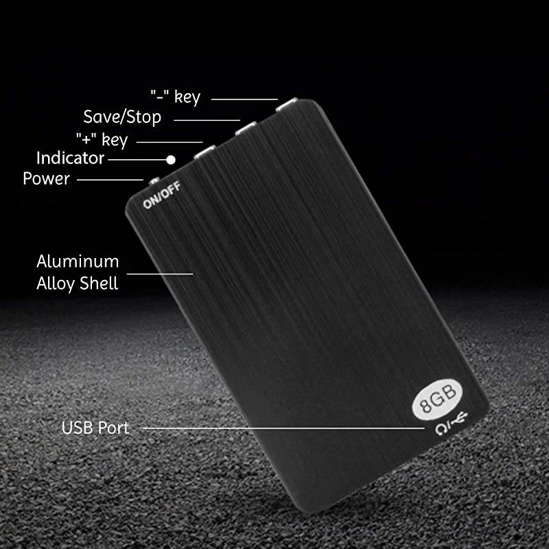 Small Mini Voice Activated Audio Recorder | 95 Hour Storage Capacity | 60 Hour Battery | Date & Time Stamp | 8GB Ultra Thin Digital Voice Recorder