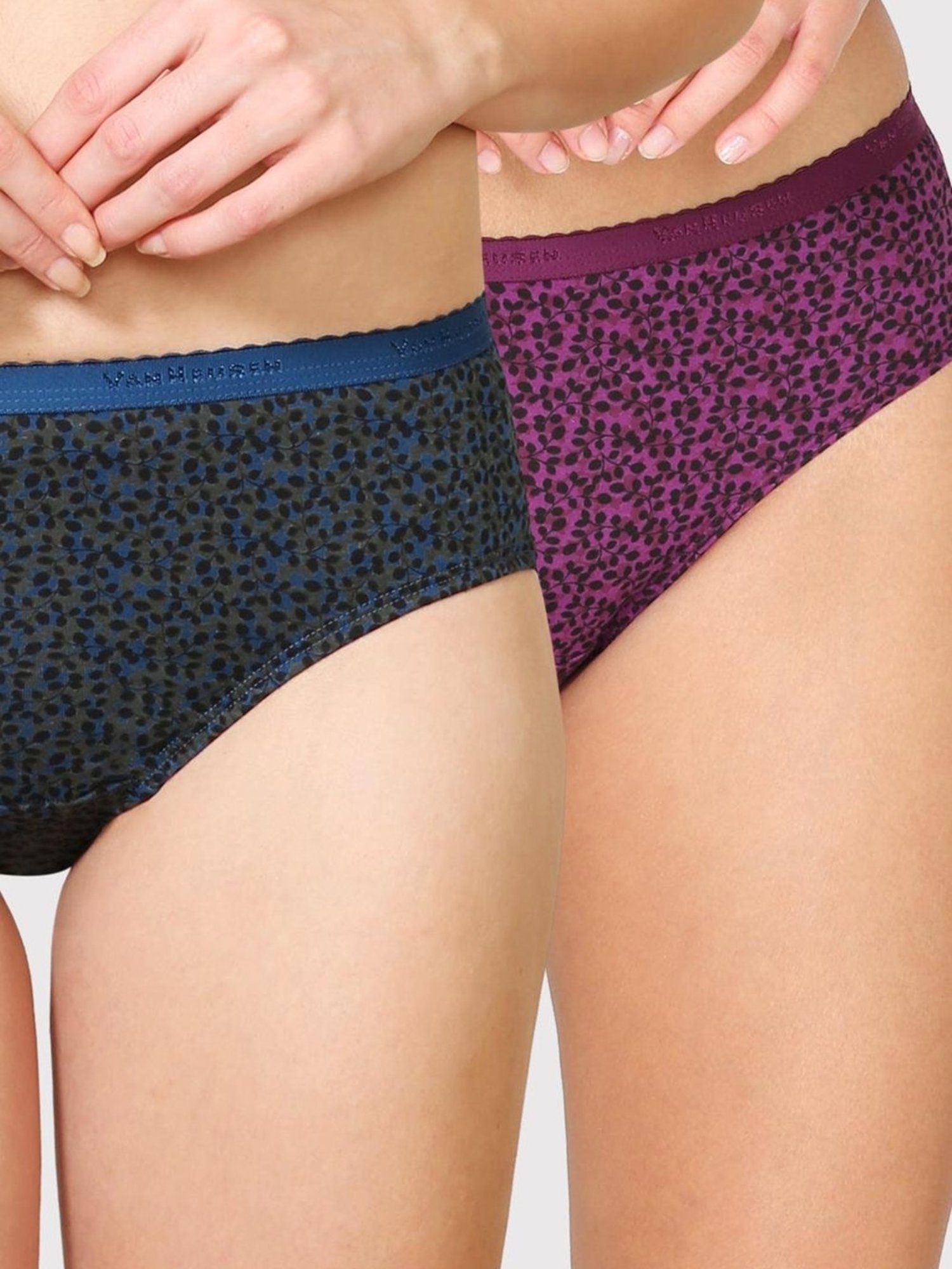 Van Heusen Anti Bacterial No Marks Waistband Print Hipster Panty - Pack of 2 - Dark Assorted Print