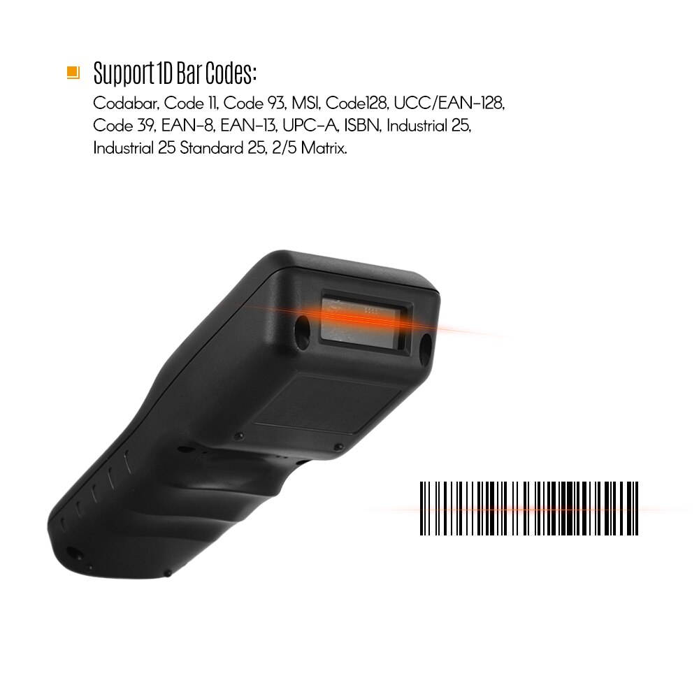 PDT Barcode Scanner Data Collector 433MHZ Wireless & USB Wired Data Terminal Inventory 1D Barcode with 2.2 Inch TFT Color Screen