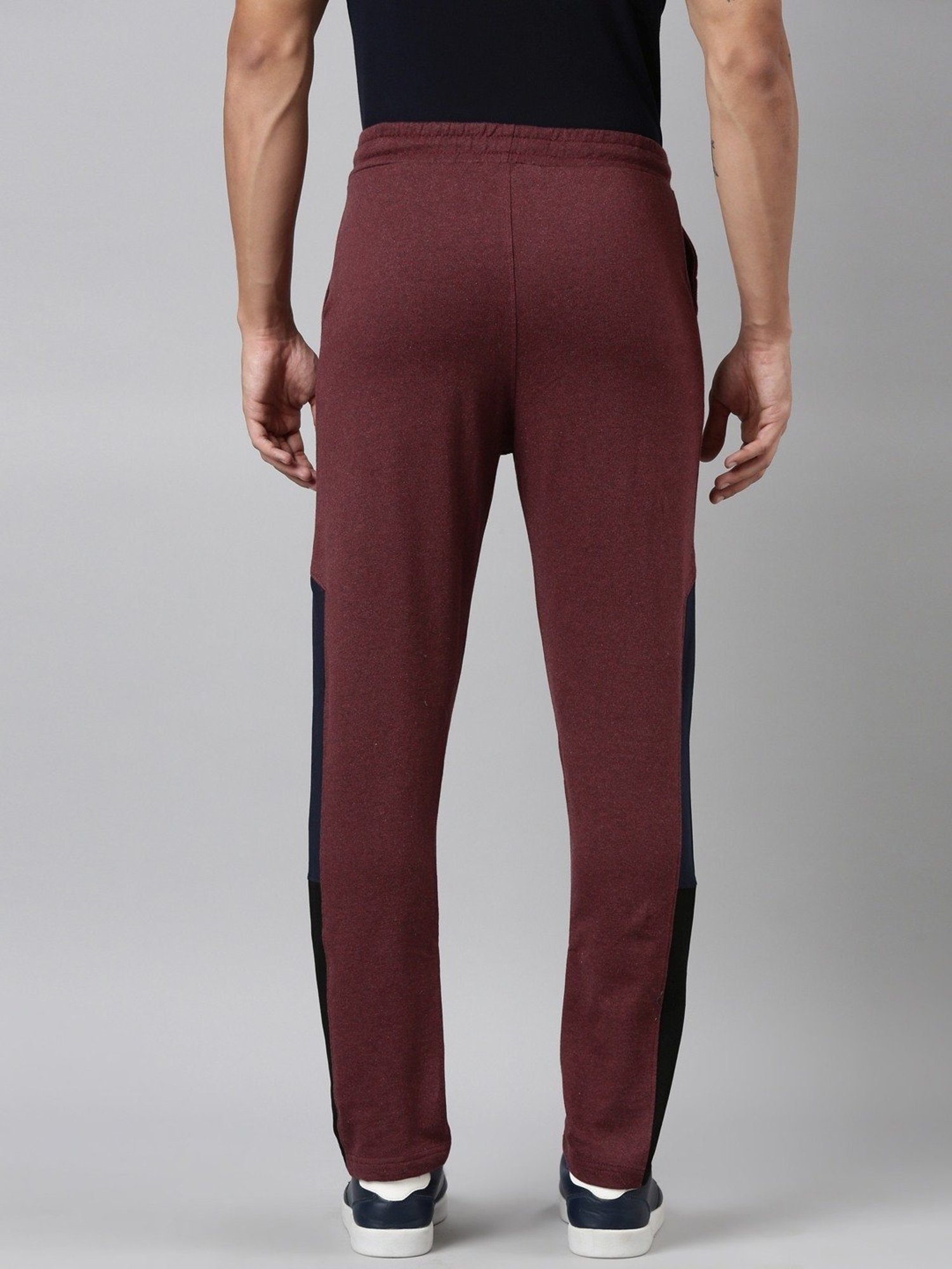 Dixcy Scott Maximus Maroon Cotton Regular Fit Colour Block Sports Trackpants