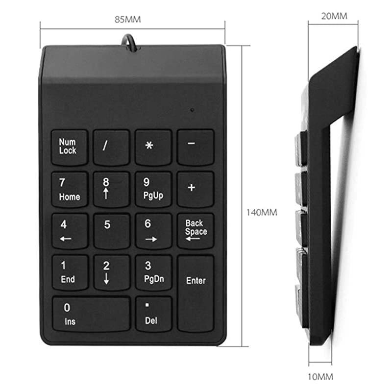Numeric Keypad NK859 Portable Slim Mini Number Pad Keyboard for Laptop Desktop Computer PC, ChromBook, Surface Pro Notebook, Tax Number Calculate, Office Travel & Home - 18 Key Black