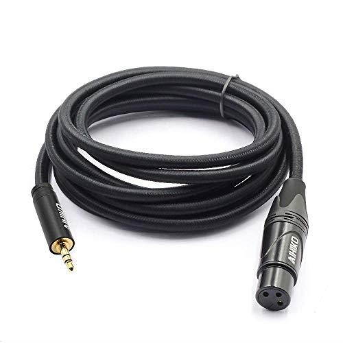 Microphone Cable 35mm 18 Inch TRS Stereo Male to XLR Female Nylon Braid for Camcorders DSLR Cameras Computer Recording Device 10 Feet