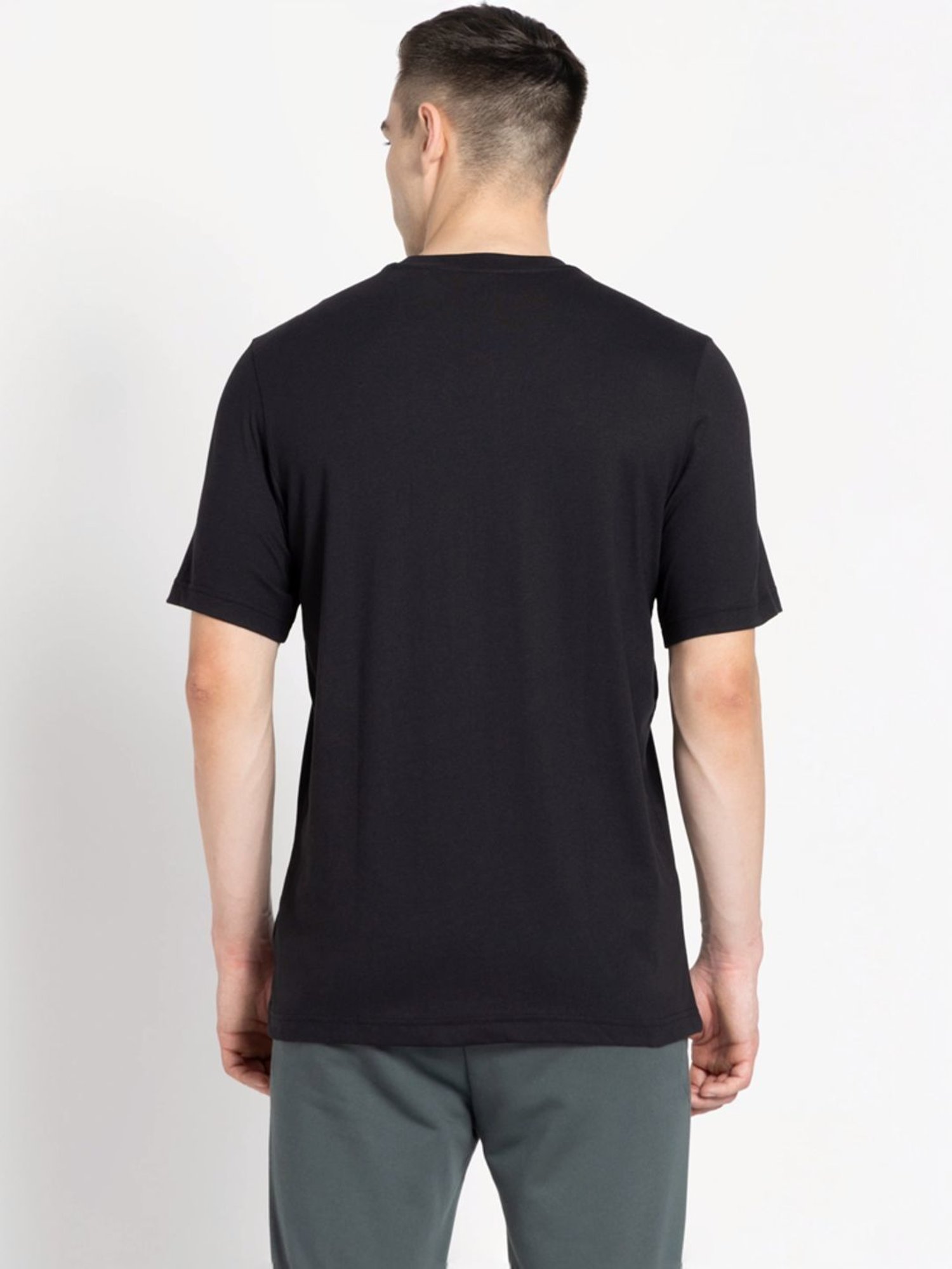 Adidas Black Regular Fit Printed Sports T-Shirt