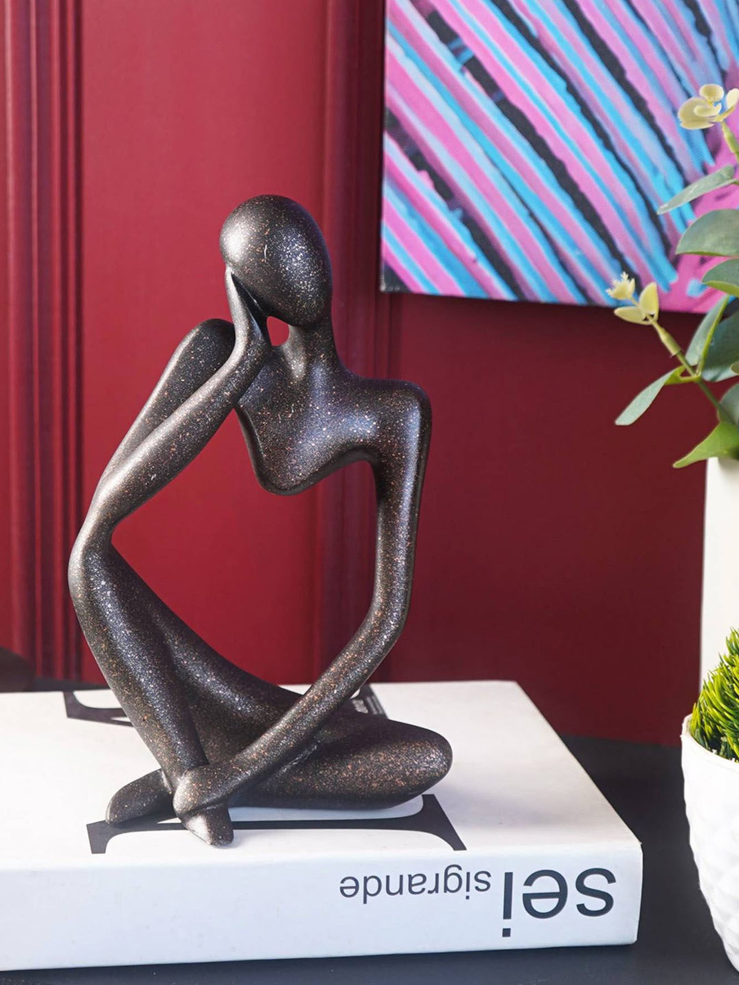 The Artment Abstract Antique Bronze Style 1 Thought Thinker Showpiece