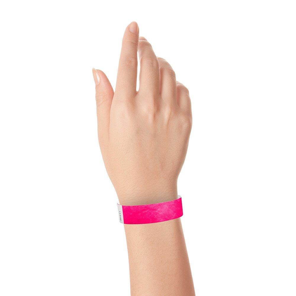 WristCo Neon Pink 3/4" Tyvek Wristbands - 200 Pack Paper Wristbands For Events